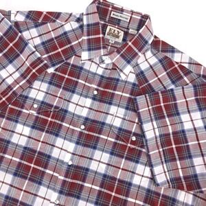 VTG ELY Cattleman Plaid Shirt Men's XL Western Cowboy Pearl Snap Wrinkle Vintage